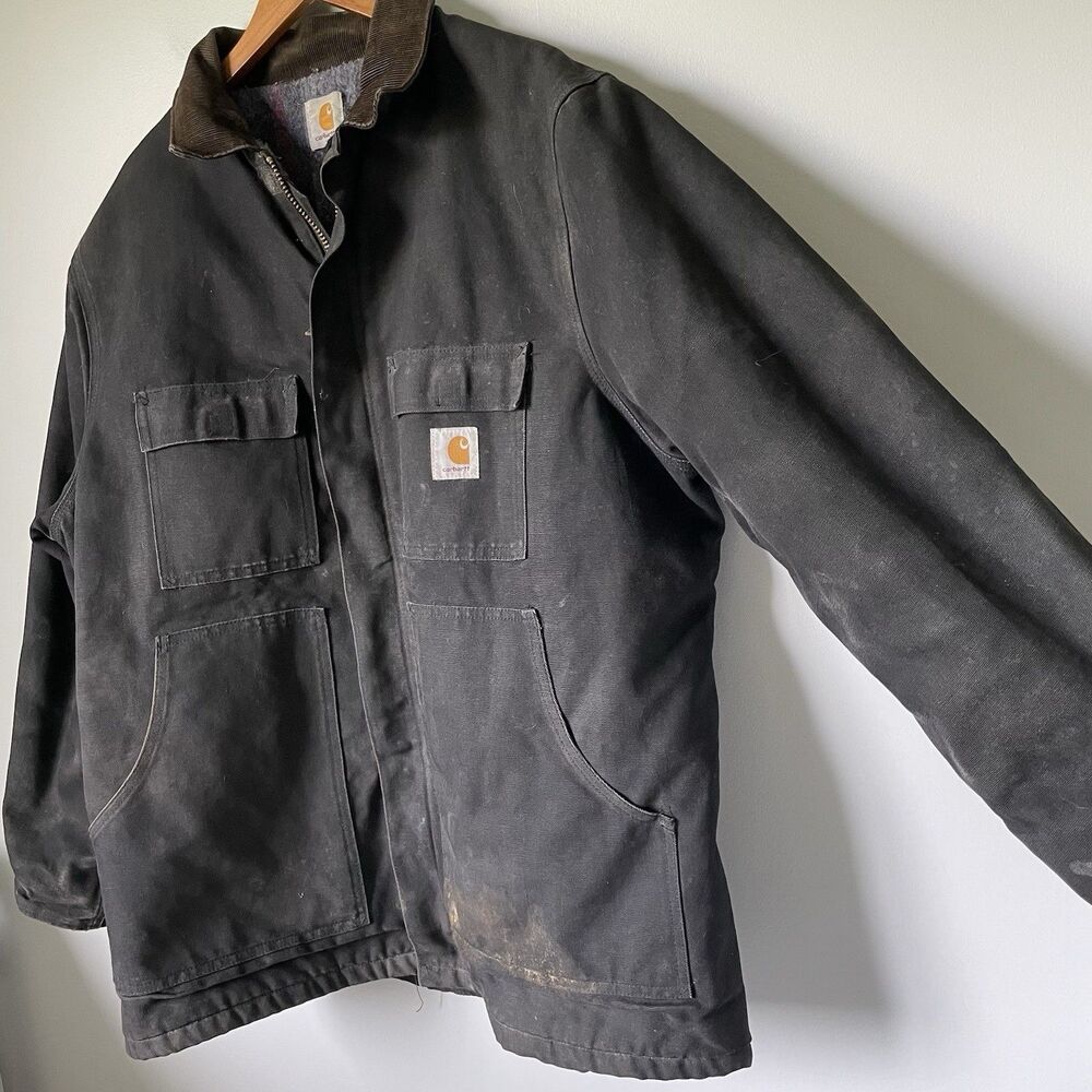 Carhartt Vintage 1990's Blanket Lined Chore Jacket Work Coat Black Men's Size XL - Picture 4 of 16